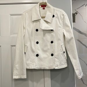 Chaps Denim White Double Breasted Jacket